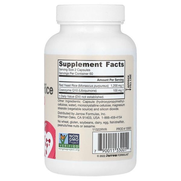 Червоний ферментований рис із коензимом Q10, Vegan Red Yeast Rice + Co-Q10, Jarrow Formulas, 120 рослинних капсул