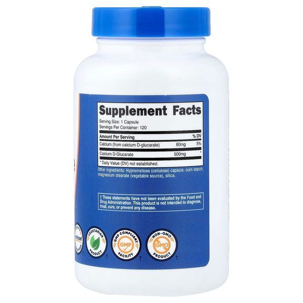 D-глюкарат кальцію, 500 мг, Calcium D-Glucarate, Nutricost, 120 капсул