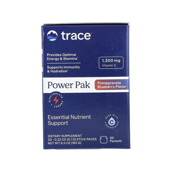 Електроліти, смак граната та чорниці, Power Pak, Trace, 30 пакетів по 6,1 гр
