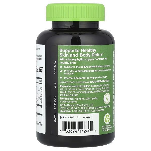 Хлорофилл, 100 мг, вкус фруктов, Chlorophyll Gummies, Nature's Way, 60 жевательных конфет