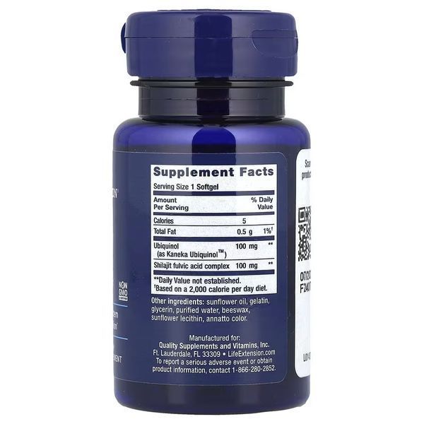 Убіхінол з муміє, 100 мг, Super Ubiquinol CoQ10, Life Extension, 30 гелевих капсул
