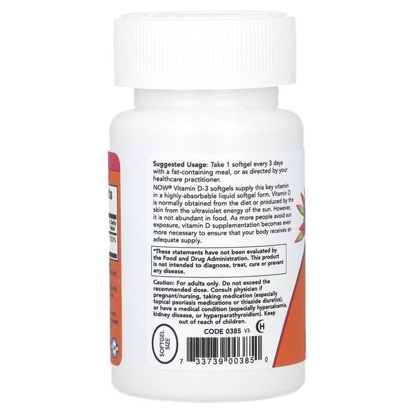 Вітамін D3, 10000 МО, високої ефективності, Vitamin D-3, High Potency, Now Foods, 240 гелевих капсул