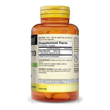 Со Пальметто 500 мг, Здоров'я простати, Saw Palmetto, Mason Natural, 90 капсул