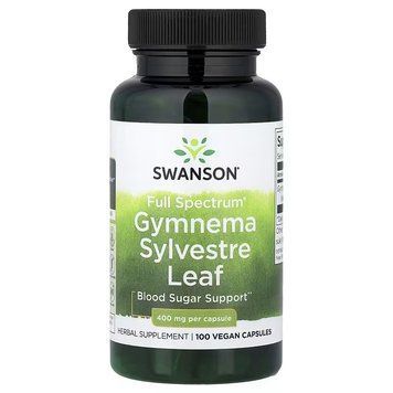 Джимнема Сільвестра, 400 мг, Full Spectrum Gymnema Sylvestre Leaf, Swanson, 100 веганських капсул