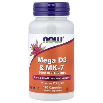 Вітамін D3 та MK-7, Mega D3 & MK-7, Now Foods, 120 капсул
