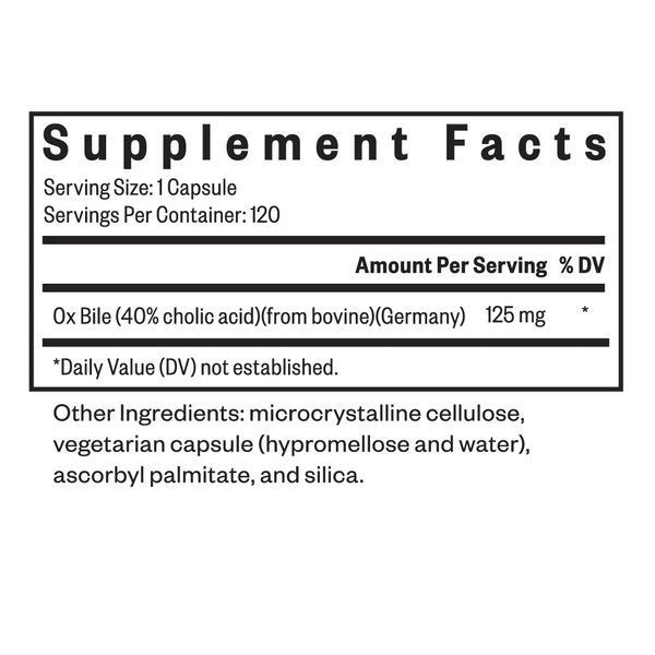 Бичача жовч, 125 мг, Ox Bile 125, Seeking Health, 120 капсул