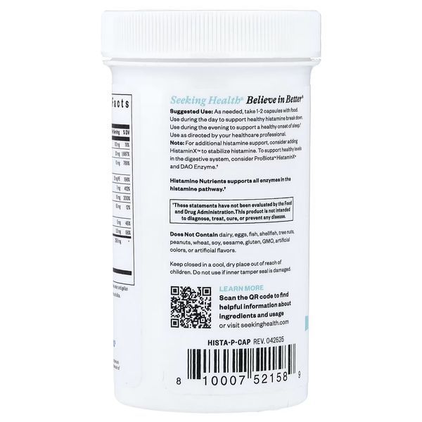 Гистаминовые питательные вещества, Histamine Nutrients, Seeking Health, 60 капсул