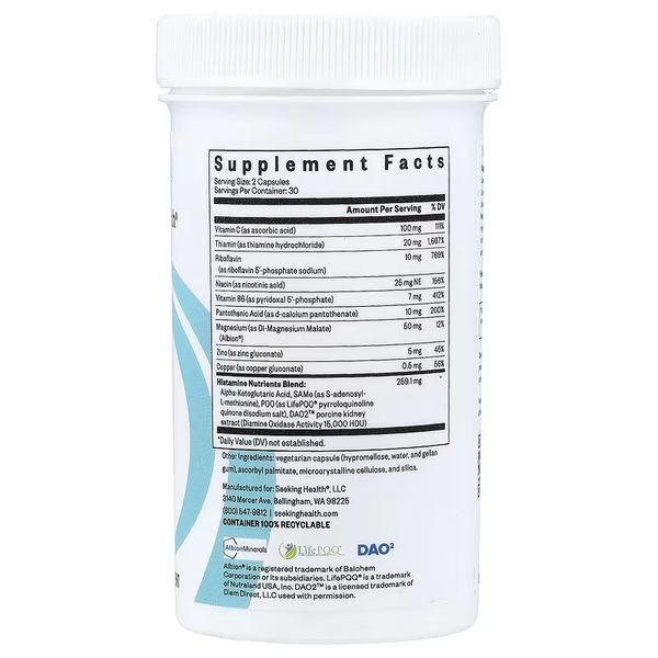 Гистаминовые питательные вещества, Histamine Nutrients, Seeking Health, 60 капсул