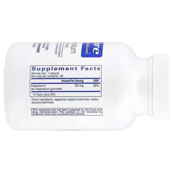 Магній гліцинат, Magnesium Glycinate, Pure Encapsulations, 90 капсул