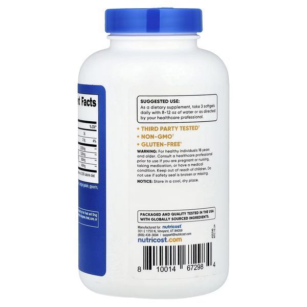 Омега-3, Omega-3, Nutricost, 120 гелевых капсул