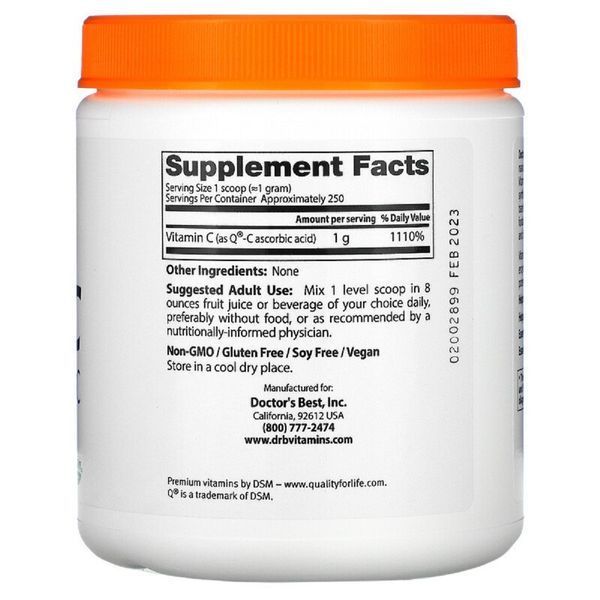 Вітамін С у Порошку, Doctor's Best, 8.8 унції (250 гр)