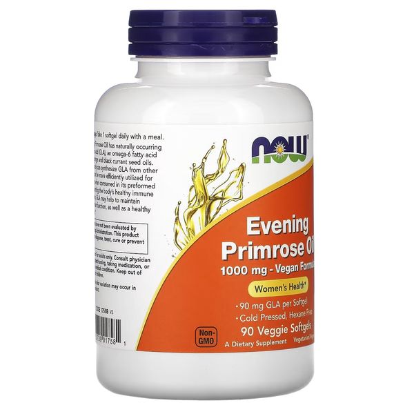 Олія Примули Вечірньої 1000 мг, Evening Primrose Oil, Now Foods, 90 вегетаріанських капсул