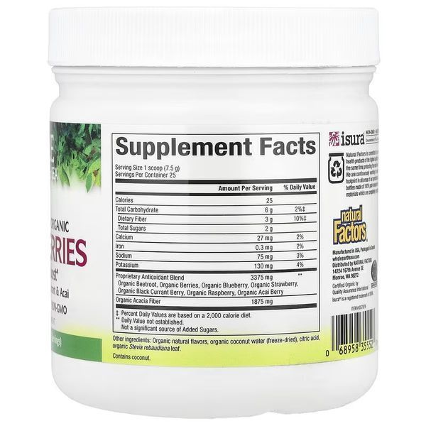 Антиоксиданты, Whole Earth&Sea, Beets&Berries, Natural Factors, 187 гр