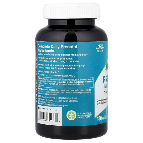 Мультивітаміни для Вагітних, Prenatal Multi-Vitamin and Multi-Mineral, Nature's Way, 180 капсул