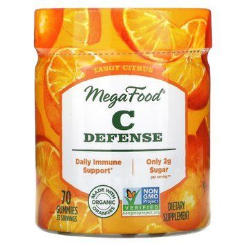 Ежедневная защита иммунитета с Витамином C, пикантный цитрус, C Defense, MegaFood, 70 жевательных мармеладок