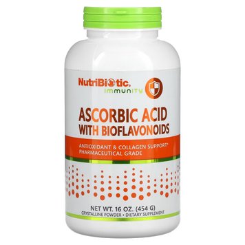 Аскорбінова кислота з біофлавоноїдами у порошку, Ascorbic Acid with Bioflavonoids, NutriBiotic, 454 гр