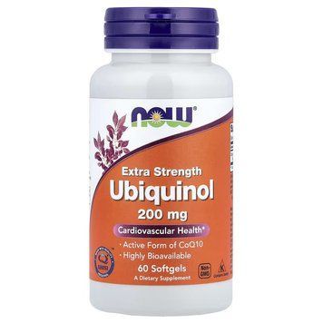 Убихинол, 200 мг, Ubiquinol, Now Foods, 60 гелевых капсул