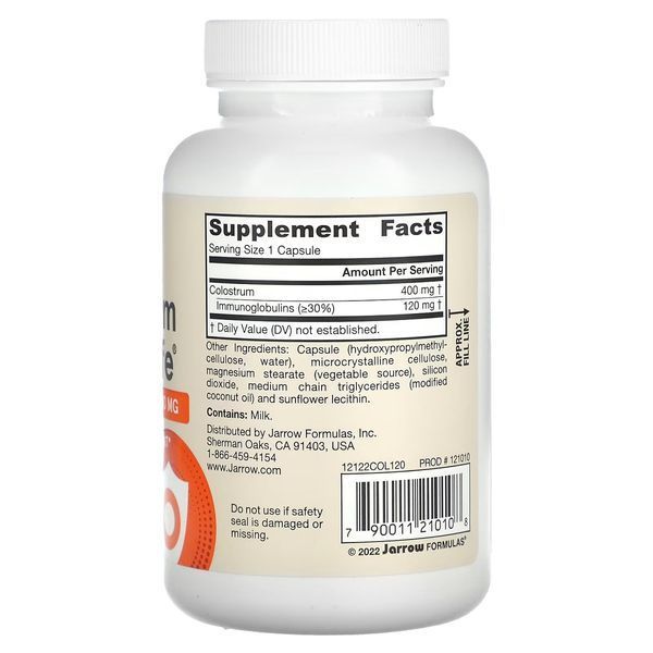 Молозиво, 400 мг, Colostrum Prime Life, Jarrow Formulas, 120 вегетеріанських капсул