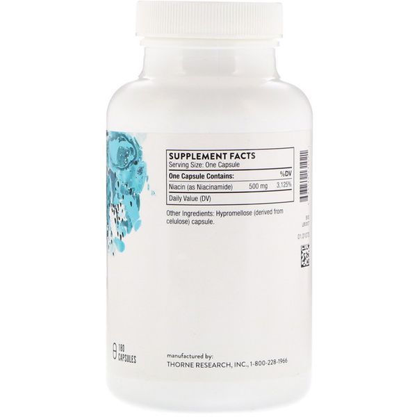 Ніацинамід, Niacinamide, Thorne Research, 500 мг, 180 капсул
