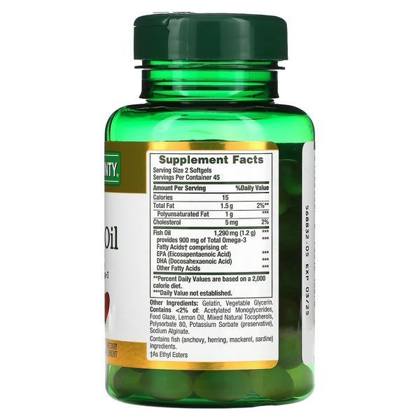 Риб'ячий жир без запаху, 1290 мг, Odor-Less Mini Fish Oil, Nature's Bounty, 90 гелевих капсул