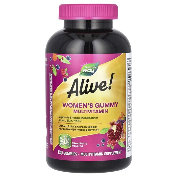 Мультивитамины для женщин, вкус ягод, Alive! Women's Gummy Multivitamin, Nature's Way, 130 жевательных конфет