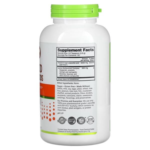 Аскорбінова кислота з біофлавоноїдами у порошку, Ascorbic Acid with Bioflavonoids, NutriBiotic, 454 гр