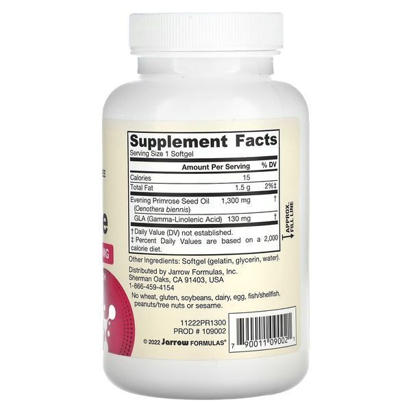 Примула вечірня, 1300 мг, Evening Primrose, Jarrow Formulas, 60 желатинових капсул