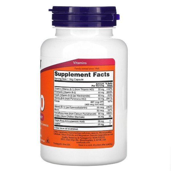 B-Комплекс 50, Now Foods, 100 вегетарианских капсул