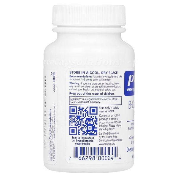 B-комплекс, B-Complex Plus, Pure Encapsulations, 60 капсул