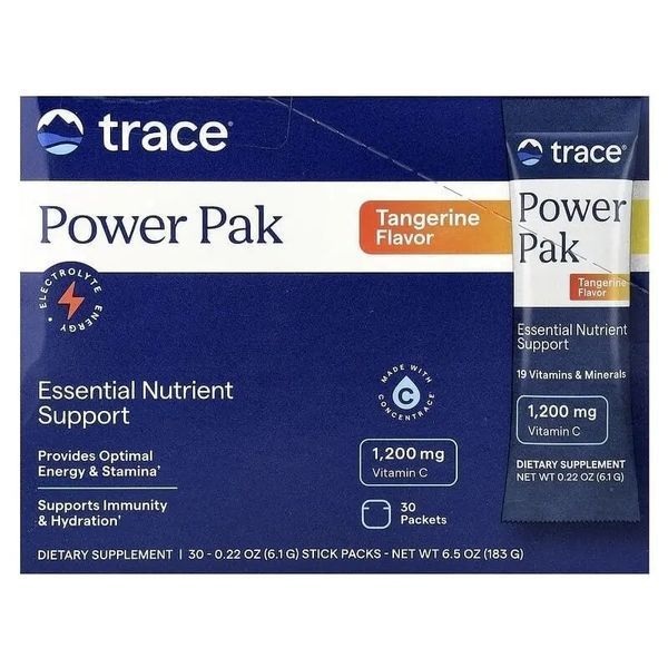 Электролиты, вкус мандарина, Electrolyte Stamina PowerPak, Trace Minerals, 30 пакетов