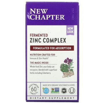 Натуральный пищевой комплекс с цинком, Zinc Food Complex, New Chapter, 60 таблеток