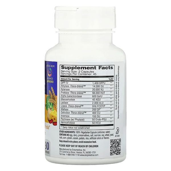 Пищеварительные ферменты, Digest Spectrum, Enzymedica, 90 капсул