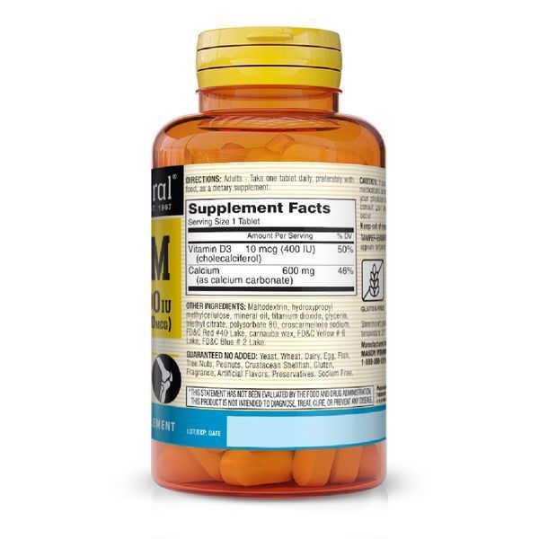 Кальцій 600 мг + Вітамін D3, Calcium 600мг Plus Vitamin D3, Mason Natural, 200 таблеток