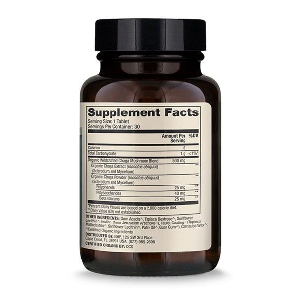 Органічний гриб Чага, Organic Chaga Mushroom, Dr. Mercola, 30 таблеток