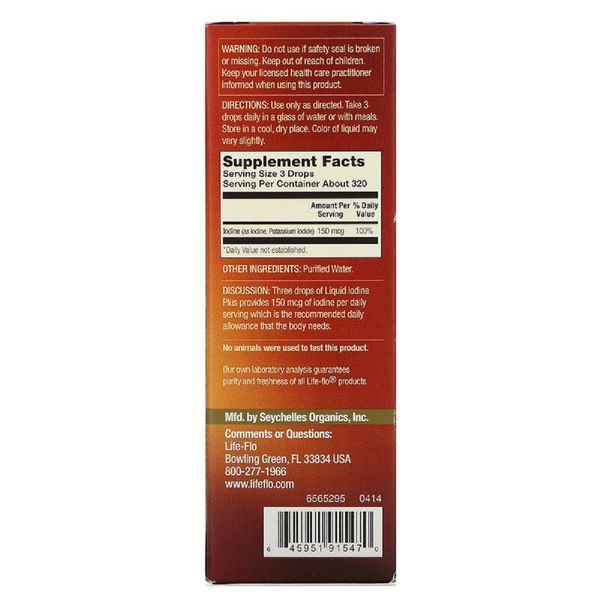 Рідкий Йод плюс, Liquid Iodine Plus, Life-flo, 59 мл (2 рідких унції)