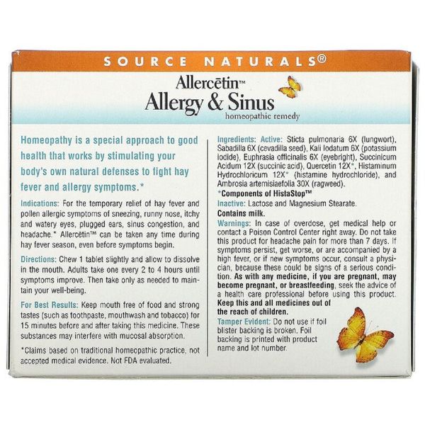 Рослинний Комплекс від Алергії, Allercetin, Source Naturals, 48 таблеток