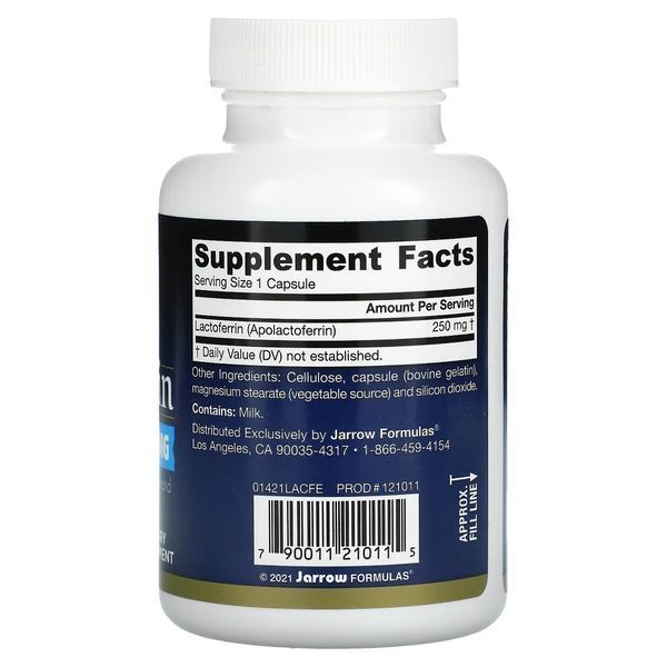 Лактоферин сублімований, 250 мг, Lactoferrin, Freeze Dried, Jarrow Formulas, 60 капсул