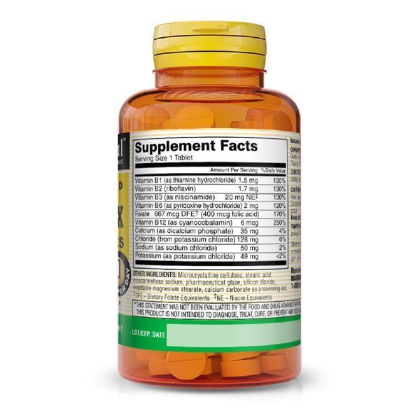 B-комплекс з електролітами, B-Complex With Electrolytes, Mason Natural, 60 таблеток