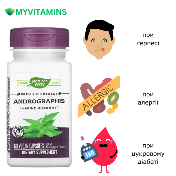 Андрографіс Стандартизований, Andrographis, Nature's Way, 60 капсул