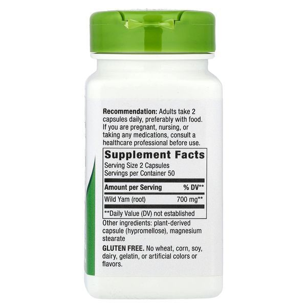 Дикий Ямс, 700 мг, Wild Yam Root, Nature's Way, 100 веганских капсул
