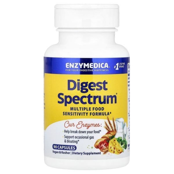 Травні ферменти, Digest Spectrum, Enzymedica, 90 капсул