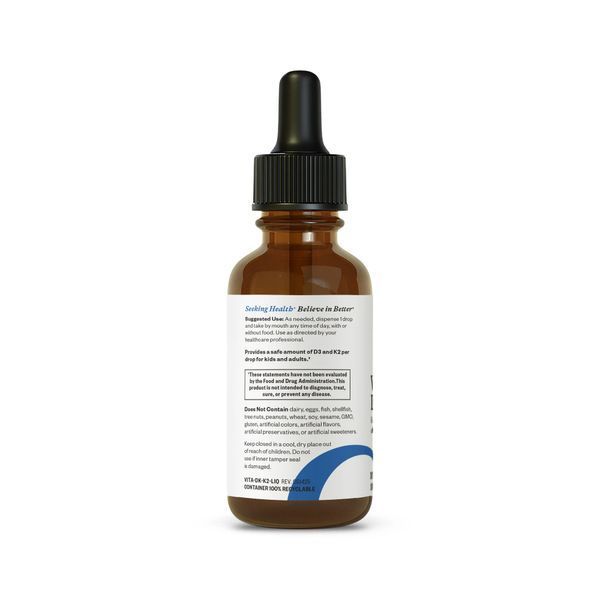 Вітамін D3+K2 у краплях, Vitamin D3+K2 Drops, Seeking Health, 30 мл