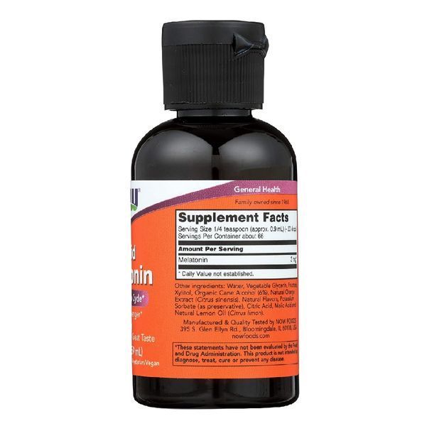 Мелатонін рідкий, Liquid Melatonin, Now Foods, 2 рідких унції (59 мл)