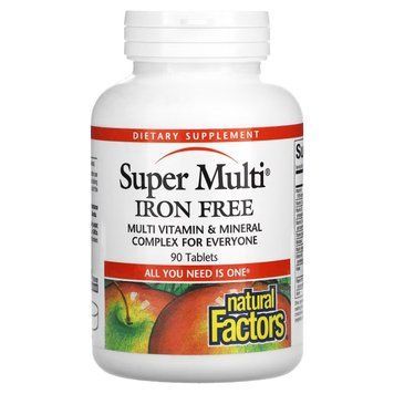 Супер-Мультивітамін, без заліза, Super Multi, Natural Factors, 90 таблеток