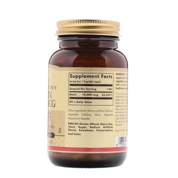 УЦІНКА Біотин (В7) 10 000 мкг, Biotin, Solgar, 120 вегетаріанських капсул (немає зовнішньої плівки)