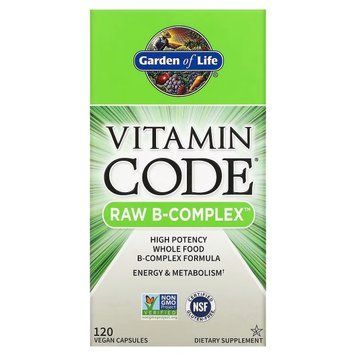 Сырые Витамины В-комплекс, RAW B-Complex, Garden of Life, 120 вегетарианских капсул