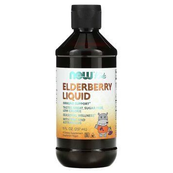 Концентрат Бузины для детей, 500 мг, Elderberry Liquid for Kids, Now Foods, 237 мл