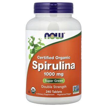 Спирулина органическая, 1000 мг, Certified Organic Spirulina, Now Foods, 240 таблеток
