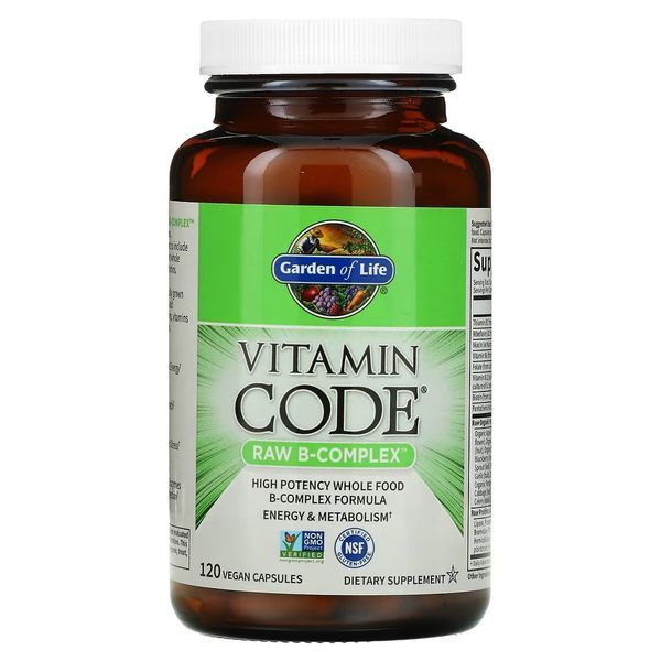Сырые Витамины В-комплекс, RAW B-Complex, Garden of Life, 120 вегетарианских капсул