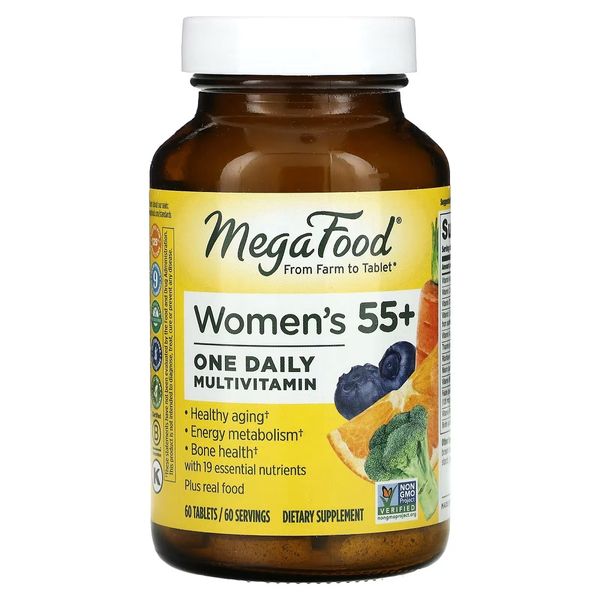 Мультивітаміни для жінок 55+, Women Over 55 One Daily, MegaFood, 60 таблеток